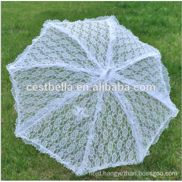 Made in China white lace wedding custom made umbrella White bridal umbrella